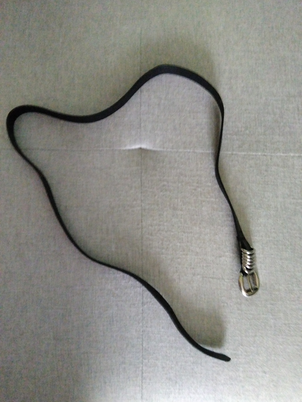 Slim Black Leather Belt with Silver Buckle